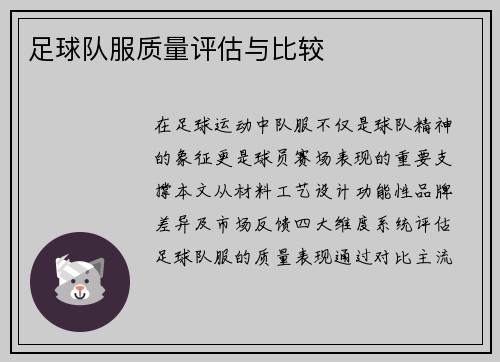 足球队服质量评估与比较
