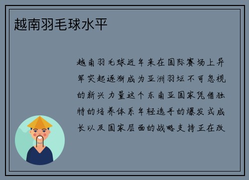 越南羽毛球水平